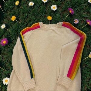 JODIFL Cream Sweater with Colorful Stripes
